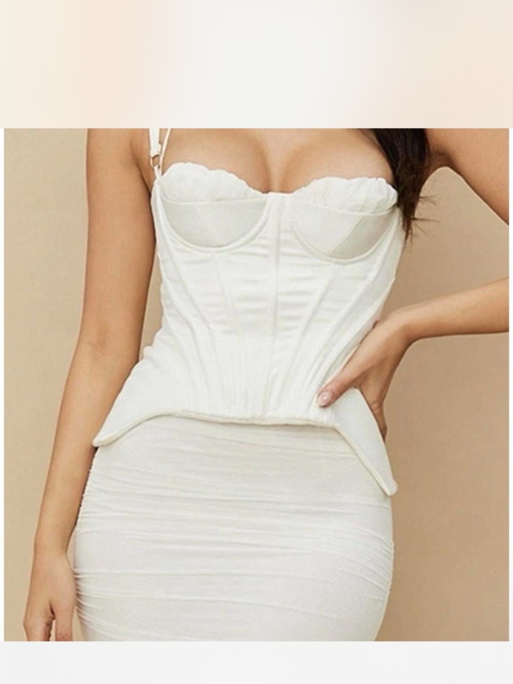 House of CB White Corset Peplum Dress
